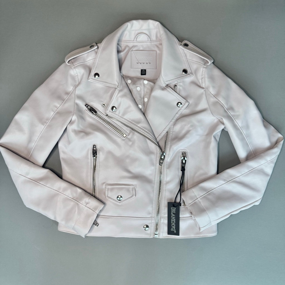 BlankNYC Moto Jacket XS NWT Vegan Leather Biker Off White / Ivory - Picture 3 of 8
